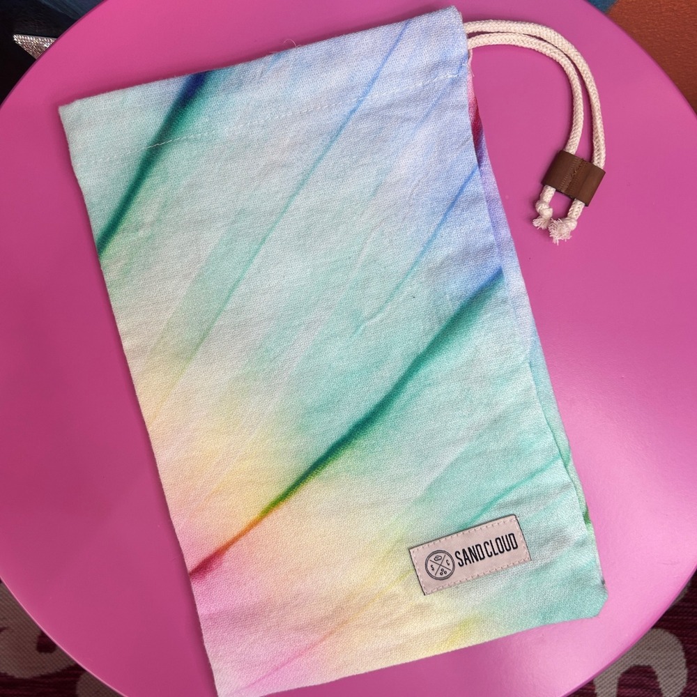 Sand Cloud Drawstring Pouch Multicolor Tie Dye Travel Swim Beach Bag NWOT